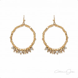 Round Stone Gold Earring