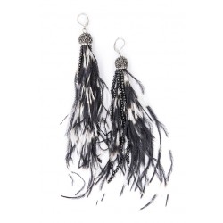 Gwyneth Feather Black/White Earring