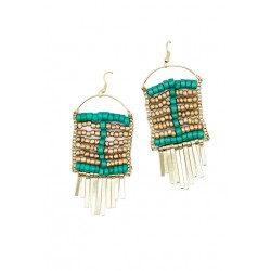 Emerald Gold Fringe Earring