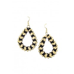 Black and Taupe Rope Earring 