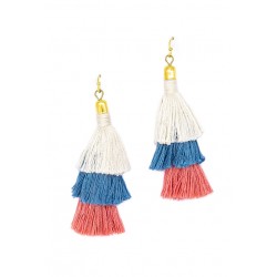 Coral Blue Tassel Earring 