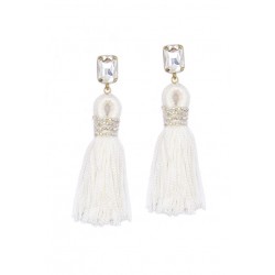 Sarah White Fringe Earring