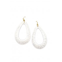 Raffia Oval White Earring