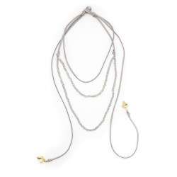 Stella Three Strand Suede Silver Necklace