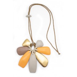 Talia Orange Multi Timber Necklace
