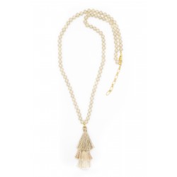 Giovanna Glass Beaded Tassel Necklace
