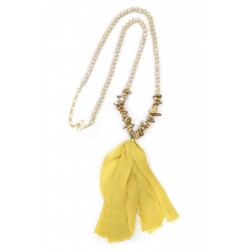 Mustard Fringe Beaded Necklace