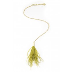 Rihanna Feather Drop Chain Necklace Green