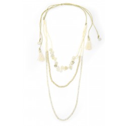 Sand Three Strand Fringed Necklace